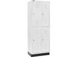 Schäfer Shop Select Kleiderspind, mit 2 x 2 Abteilen, 300 mm, mit Sockel, Drehriegelverschluss, Tür lichtgrau