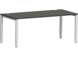 Schäfer Shop Genius Schreibtisch Modena Flex, Rechteck, 4-Fuß Rechteckrohr, B 1800 x T 800 x H 650-850 mm, graphit/weißaluminium