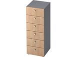 Schubladenschrank TOPAS LINE, 3 OH, B 400 mm, graphit/Eiche-Dekor
