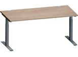Schäfer Shop Genius Schreibtisch MODENA FLEX, Rechteck, T-Fuß Rechteckrohr, B 1600 x T 800 x H 650-850 mm, Eiche/anthrazit