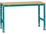 Manuflex Grundtisch UNIVERSAL Standard, Tischplatte Multiplex, 1500x800, wasserblau