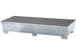 IBC-Station ASECOS, Stahl, mit Gitterrost u. Staplerschuhen, 1000 l Auffangvolumen, B 2680 x T 1300 x H 483 mm, verzinkt
