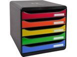 Schubladenbox BIG-BOX PLUS, A4+, 5 halboffene Schübe mit Auszugsstopp, Griffmulde & Etikettenhalter, Etiketten, Blauer Engel, Kunststoff, harlekin