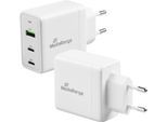 MediaRange Quick Charge Schnellladeadapter 65 W, Eurostecker, 2x USB-C und 1x USB-A, weiß