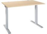 Schäfer Shop Select Schreibtisch ERGO-T 2.0, Rechteck, T-Fuß, B 1200 x T 800 x H 675-895 mm, Ahorn/weißalu