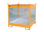 Fass-Stapelpalette Bauer FSP-4 G, Spritzschutzwand 3-seitig, Kap. 4 x 200 l Fässer, orange