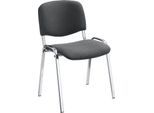 Stapelstuhl ISO Basic, ohne Armlehnen, 4-Fußgestell, Stoffbezug, stapelbar bis 12 Stück, B 545 x T 560 x H 820 mm, Bezug anthrazit, Gestell verchromt