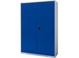 Schäfer Shop Genius Flügeltürenschrank FS, Stahl, mit Belüftungslöchern, B 1343 x T 520 x H 1950 mm, 5 OH, Lichtgrau/Enzianblau, bis 750 kg