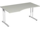 Schreibtisch mit Ansatz PALENQUE, C-fuß, Freiform, links, B 1800 x T 1000/800 x H 720 mm, lichtgrau