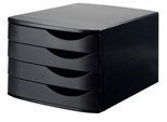 ATLANTA Schubladenbox, 4 Schubladen geschlossen, DIN A4, Recycling-Kunststoff, schwarz
