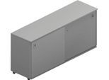 Schiebetürenschrank ARLON OFFICE, 2 Fächer, abschließbar, Muschelgriffe, B 1600 x T 450 x H 730 mm, grau
