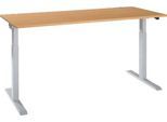 Schäfer Shop Select Schreibtisch ERGO-T 2.0, elektrisch höhenverstellbar, Rechteck, T-Fuß, B 1800 x T 800 x H 715-1205 mm, Buche/weißalu