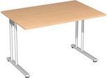 Schreibtisch PALENQUE, C-Fuß, Rechteck, B 1200 x T 800 x H 680-820 mm, Buche