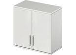 Schäfer Shop Genius Aufsatzschrank TETRIS WOOD, 2 OH, B 800 mm, abschließbar, lichtgrau