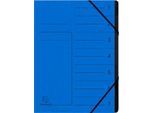 Exacompta Dokumentenmappe, DIN A4, Gummizugverschluss, Karton, 7 Fächer, blau