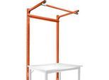 Aufbauportal m. Ausleger, Grundtisch STANDARD Arbeitstisch/Werkbank UNIVERSAL/PROFI, 1250 mm, rotorange