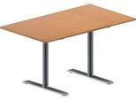 Schäfer Shop Genius Konferenztisch MODENA FLEX, Rechteck, T-Fuß Rundrohr, B 1400 x T 800 x H 650-850 mm, Buche/weißaluminium RAL 9006