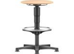 Allround Hocker Bimos, sitzhöhenverstellbar 560-810 mm, mit Gleiter & Fußring, Buche-Schichtholz, langlebig, leicht zu reinigen