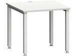 Schreibtisch MODENA FLEX, Quadrat, 4-Fuß Quadratrohr, B 800 x T 800 x H 720-820 mm, lichtgrau/weißaluminium
