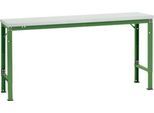 Manuflex Grundtisch UNIVERSAL Spezial, 1750 x 800 mm, Kunststoff lichtgrau, resedagrün