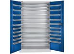 Schäfer Shop Select Magazinschrank, 10 Fachböden, ohne Ausstattung, B 1200 x T 500 x H 1935 mm, Stahl, weißaluminium/enzianblau