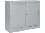 Schäfer Shop Select Schiebetürenschrank MS iCONOMY, Stahl, 3 Ordnerhöhen, B 1200 x T 400 x H 1215 mm, weißaluminium RAL 9006