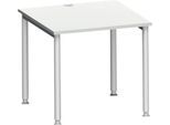 Schäfer Shop Genius Schreibtisch MODENA FLEX, 4-Fuß-Rundrohr, B 800 x T 800 mm, lichtgrau/weißalu