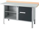 Kastenwerkbank Schäfer Shop Select PWi 150-1, Buche Multiplexplatte, mit Stahlabdeckung, bis 750 kg, B 1500 x T 700 x H 840 mm, Anthrazit