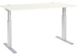 Schäfer Shop Select Schreibtisch ERGO-T, elektrisch höhenverstellbar, Rechteck, T-Fuß, B 1600 x T 800 x H 725-1185 mm, weiß/weißaluminium