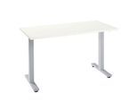 Home Office Schreibtisch Start Off, Rechteck, T-Fuß, B 1300 x T 650 x H 735 mm, weiß/weißaluminium