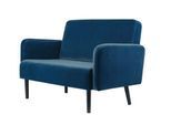 Zweisitzer Sofa meet by Paperflow LISBOA, Samtbezug blau, Fußgestell schwarz, B 1240 x T 815 x H 830 mm
