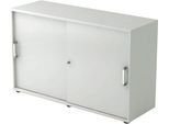 Schiebetürenschrank TARVIS, 2 Ordnerhöhen, B 1200 x T 400 x H 748 mm, abschließ- & stapelbar, lichtgrau