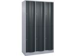 C+P Garderobenspind Resisto, 3 Abteile, 6 Fächer, B 1148 x T 540 x H 1950 mm, Weißalu/Anthrazitgrau