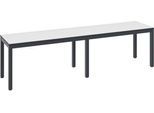 Umkleidebank Basic Plus, für Feuchträume, ohne Rückenlehne, 6-Fußgestell schwarzgrau RAL 7021, ohne Schuhrost, B 1500 mm, Dekor weiß