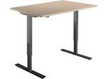 Schäfer Shop Select Schreibtisch Start Off, elektrisch höhenverstellbar, Rechteck, T-Fuß, B 1200 x T 800 x H 755-1255 mm, Eiche/schwarz