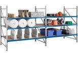 Regalsystem WR 600, Grundfeld, Traverse verzinkt, mit 2 Ebenen, 2200 x 1800 x 1050 mm