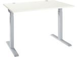 Schäfer Shop Select Schreibtisch ERGO-T 2.0, Rechteck, T-Fuß, B 1200 x T 800 x H 675-895 mm, weiß/weißalu