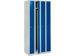 Raumspargarderobe, Abteilbreite 200 mm, abschließbar, 4 Abteile, enzianblau