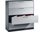 Hängeregistraturschrank ASISTO C 3000, 4 Schubladen, 3-bahnig, B 1200 mm, anthrazit/alusilber