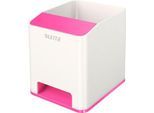 Stiftehalter Leitz WOW Sound, 1 Fach, Smartphone-Fach mit Soundverstärkung, weiß/pink