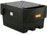 IBC-Auffangwanne, Polyethylen, 1100 l, 1500 kg, Abfüllvorsatz u. PE-Lochplatte, unterfahrbar