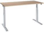 Schäfer Shop Select Schreibtisch ERGO-T 2.0, elektrisch höhenverstellbar, Rechteck, T-Fuß, B 1600 x T 800 x H 640-1300 mm, Eiche-Dekor/weißalu