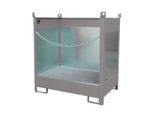 Fass-Stapelpalette Bauer FSP-2 G, Spritzschutzwand 3-seitig, Kap. 2 x 200 l Fass, grau