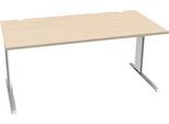 Schäfer Shop Pure Schreibtisch PLANOVA BASIC, Rechteck, C-Fuß, B 1600 x T 800 x H 717 mm, Ahorn/weiß + Kabelkanal