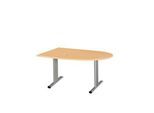 Schäfer Shop Select Besprechungstisch Planova Basic, Halbkreis, T-Fuß, B 1400 x T 1000 x H 717 mm, Buche/weißaluminium RAL 9006