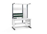Bott Arbeitsplatzsystem Avero Komplettmodul 4, per Lochraster höhenverstellbar, HPL beschichtete Spanplatte, bis 300 kg, lichtgrau/anthrazitgrau