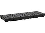 Auffangwanne für Kleingebinde CEMO 13/5, Volumen 36 l, für Regalfachmaß 1300 x 500 mm, mit Gitterrost, mit Zulassung, stapelbar, Polyethylen, schwarz