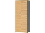 Aktenschrank Agenda Home, 5 OH, abschließbar, B 800 x T 400 x H 1970 mm, Graphit/Eiche