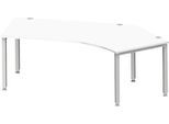 Schäfer Shop Genius Winkelschreibtisch MODENA FLEX 135°, Ansatz rechts, 4-Fuß-Quadratrohr, B 2165 mm, weiß/weiß