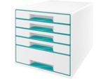 LEITZ® Schubladenbox WOW CUBE 5214, 5 Schübe, DIN A4, Polystyrol, eisblau